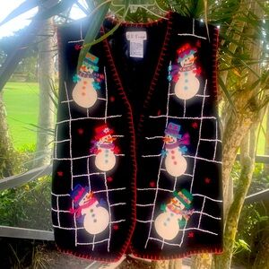 B. P. Design Xmas vest, pre worn, wonderful detail